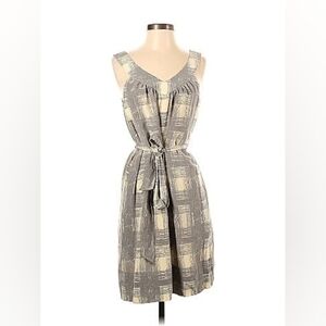 Marc Jacobs Gray Plaid Sleeveless V-Neck Dress Pockets Knee Length Classic XS